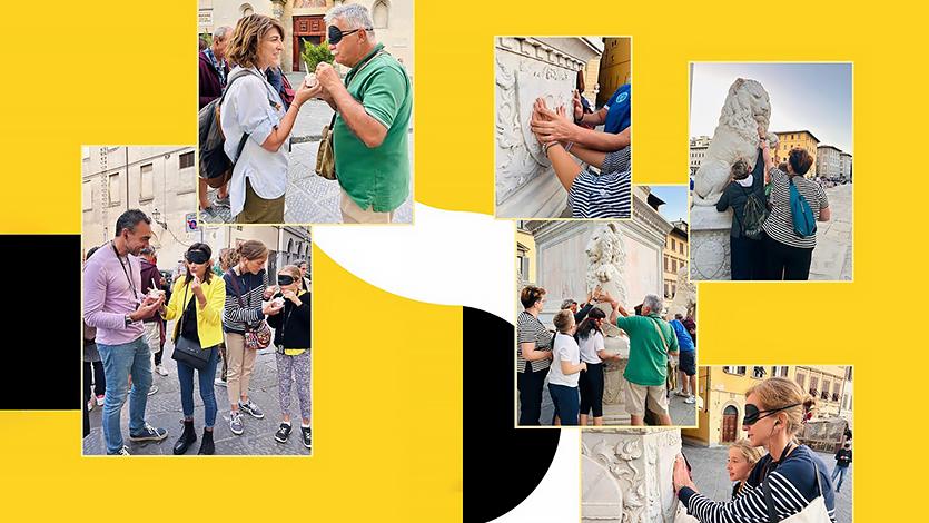 自由人Accesso’s Leading the Blind Visual Impairment Awareness Event in Florence, Italy. Event publicized and photographed by four-year LDM 美国核管理委员会全球 Members Brennda Melo '25 and Sam Riviezzo '24. 